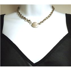 Pre-Owned Sterling Silver .925 Badge Link Necklace _- Tiffany & Co. - 15" 52.2g