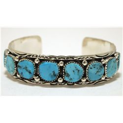 Navajo Turquoise Sterling Silver Cuff Bracelet - Marie Thompson