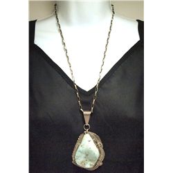 Vintage Old Pawn Navajo Dry Creek Turquoise Sterling Silver Necklace - L