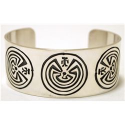 Navajo Sterling Silver Man on Maze Cuff Bracelet - Sharon Cisco