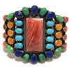 Image 1 : Old Pawn Navajo Multi-Stone Sterling Silver Cuff Bracelet - Kirk Smith