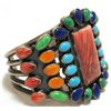 Image 2 : Old Pawn Navajo Multi-Stone Sterling Silver Cuff Bracelet - Kirk Smith
