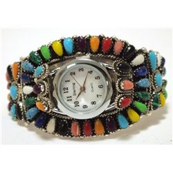 Navajo Multi-Stone Sterling Silver Cuff Bracelet Women's Watch - Juliana Williams