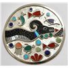 Image 1 : Zuni Multi-Stone Serpent & Animals Sterling Silver Pendant & Pin - Rudell & Nancy Laconsello