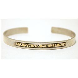 Navajo 14k Gold Kokopelli over Sterling Silver Cuff Bracelet - David Skeets