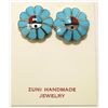 Image 1 : Zuni Multi-Stone Inlay Sun Face Sterling Silver Post Earrings - Burdian Soseeah