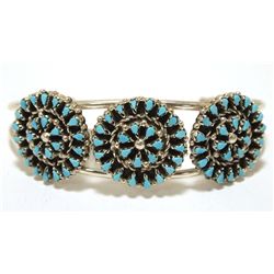 Zuni Turquoise Sterling Silver Cuff Bracelet - Trudy Quetawaki