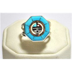Zuni Multi-Stone Sun Face Spinner Men's Ring - Don Dewa