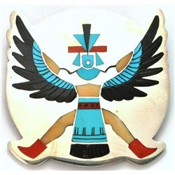 Zuni Multi-Stone Knife Wing Large Pendant & Pin - Harlan & Monica Coonsis