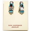 Image 1 : Zuni Multi-Stone Inlay Blue Maiden Sterling Silver Post Earrings - Joyce Waseta