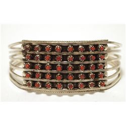 Zuni Coral Sterling Silver Cuff Bracelet - Suzie Livingston