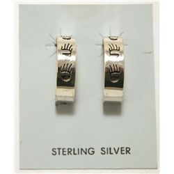 Navajo Sterling Silver Bear Paw Half-Ring Post Earrings - Scott Skeets