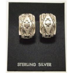 Navajo Sterling Silver Medium Half-Ring Post Earrings - Rhonda Largo