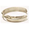 Image 3 : Navajo Multi-Stone Sterling Silver Feather Cuff Bracelet - Chris Charley