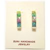 Image 1 : Zuni Multi-Opal Inlay Sterling Silver Quarter-Ring Post Earrings - Verda Chavez