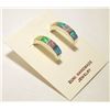 Image 2 : Zuni Multi-Opal Inlay Sterling Silver Quarter-Ring Post Earrings - Verda Chavez