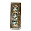 Image 1 : Navajo Turquoise Triple Sterling Silver Bear Paw Money Clip - Joey McCray