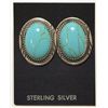 Image 1 : Navajo Turquoise Sterling Silver Post Earrings - Herman Lee