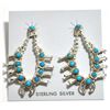 Image 1 : Navajo Turquoise Sterling Silver Squash Blossom Post Earrings - Larry Curley
