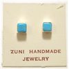 Image 1 : Zuni Turquoise Sterling Silver Square Post Earrings - Wiston Kalestewa