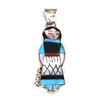 Image 1 : Zuni Multi-Stone Inlay Blue Maiden Sterling Silver Pendant - Joyce Waseta