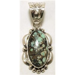 Navajo New Lander Turquoise Sterling Silver Pendant - Mary Ann Spencer