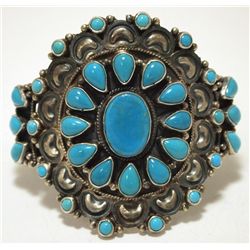 Navajo Turquoise Sterling Silver Cuff Bracelet - Dean Brown