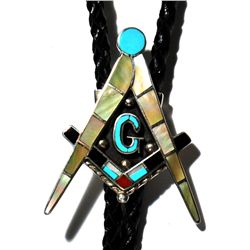 Zuni Multi-Stone Triangle Sterling Silver Bolo Tie - Lena Quandelacy