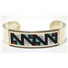 Image 1 : Zuni Multi-Stone Inlay Sterling Silver Cuff Bracelet - Leander & Lisa Otholi