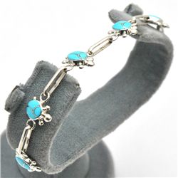 Zuni Turquoise Turtle Link Bracelet - Vernon Waikaniwa