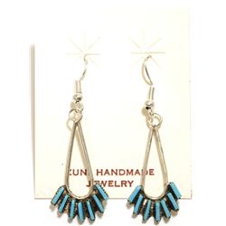 Zuni Turquoise Sterling Silver French Hook Earrings - Iva Lasiloo