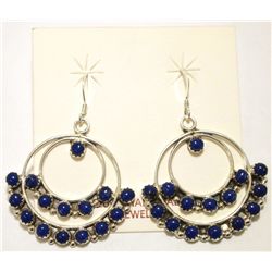 Zuni Lapis Lazuli Sterling Silver French Hook Earrings - Carol Allopowa