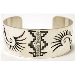 Navajo Sterling Silver Eagle Cuff Bracelet - Sharon Cisco