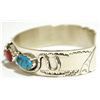Image 3 : Zuni Coral & Turquoise Sterling Silver Snake Cuff Bracelet - Effie Calavaza