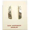 Image 1 : Zuni Mother of Pearl Inlay Sterling Silver Post Earrings - Rufina Halusewe