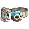 Image 4 : Zuni Multi-Stone Sunface Sterling Silver Men's Watch w/Spinner - Don Dewa