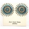 Image 1 : Zuni Turquoise Needlepoint Sterling Silver Post Earrings - Eva Booqua