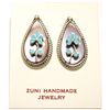 Image 1 : Zuni Mother of Pearl & Turquoise Inlay Flower Sterling Silver Post Earrings - Rodney Lagiloo