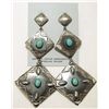 Image 1 : Navajo Turquoise Sterling Silver Post Earrings - Albert J Brown