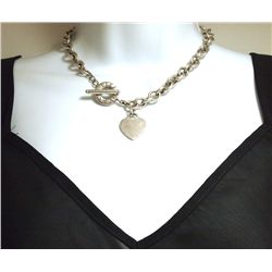 Pre-Owned Sterling Silver .925 Heart Link Necklace _- Tiffany & Co. - 15.5" 75.4g