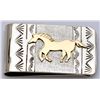 Image 1 : Navajo 12k Gold Fill over Sterling Silver Running Horse Money Clip - Roger Jones