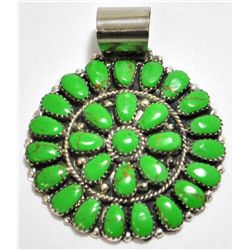 Navajo Green Turquoise Cluster Sterling Silver Pendant - Juliana Williams