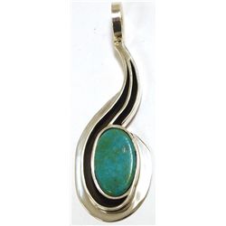 Zuni Turquoise Sterling Silver Pendant - Ric Laselute