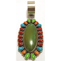Old Pawn Navajo Multi-Stone Sterling Silver Pendant - Kirk Smith