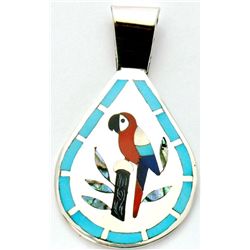 Zuni Multi-Stone Macaw Pendant - Dennis & Nancy Edaakie