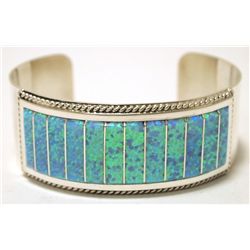 Zuni Blue Opal Sterling Silver Cuff Bracelet - Emery Lalacito