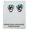 Image 1 : Zuni Multi-Stone Inlay Sun Face Sterling Silver Post Earrings - Ernest Zunie