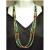 Image 1 : Navajo Turquoise & Multi-Stone 3-Strand Necklace - Tommy Singer