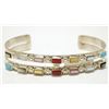 Image 1 : Navajo Multi-Stone Sterling Silver Cuff Bracelet - Ernest & Vivian Bewanika