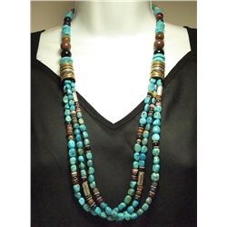 Navajo Turquoise & Multi-Stone 3-Strand Necklace - Tommy Singer